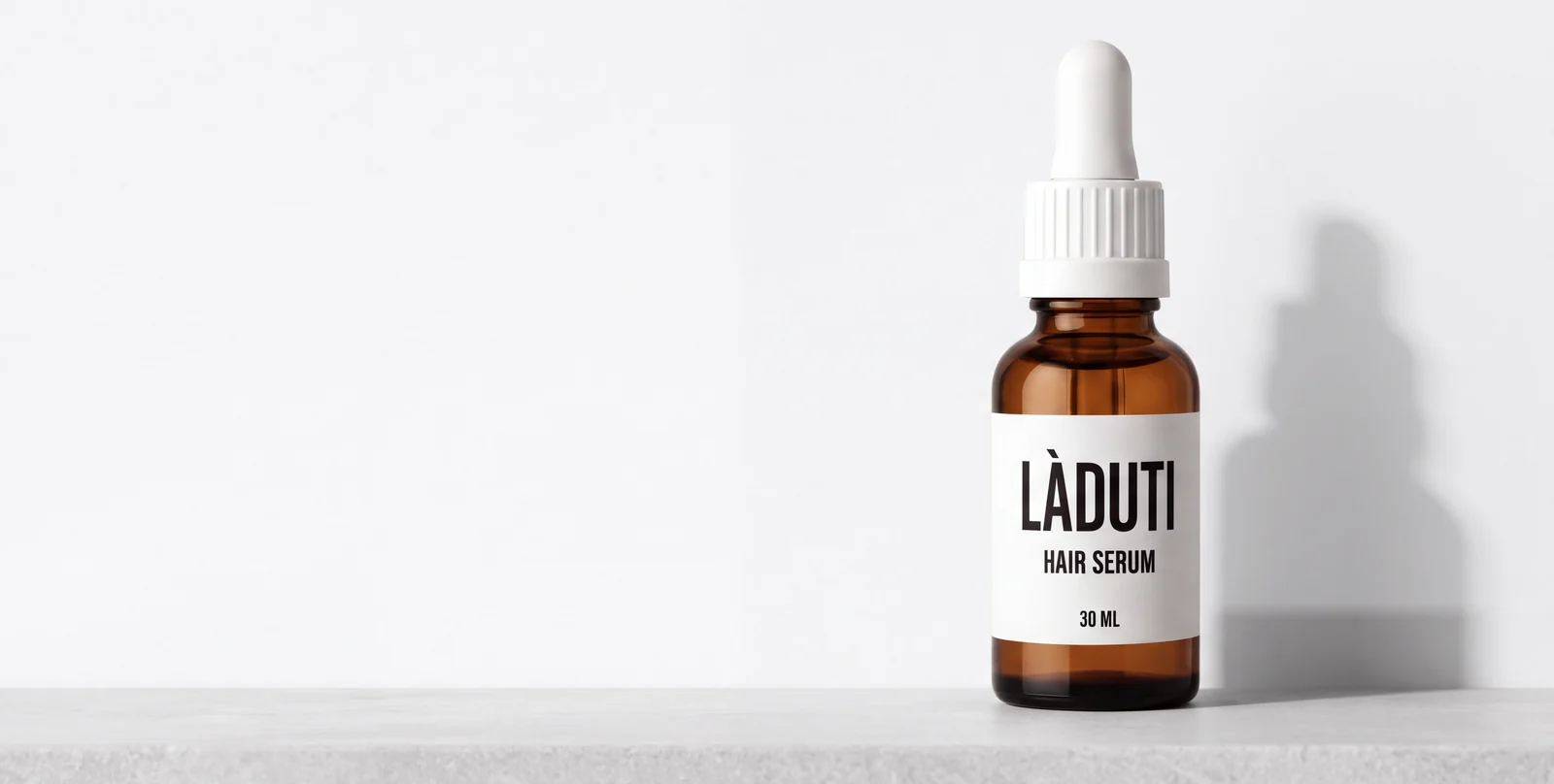 Laduti Hair Serum auf einem Steinsockel im Tageslicht
