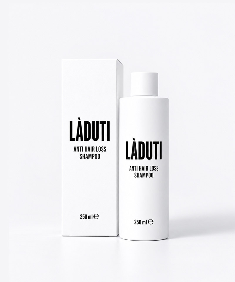 Laduti Anti Hair Loss Shampoo 250 ml con il suo astuccio