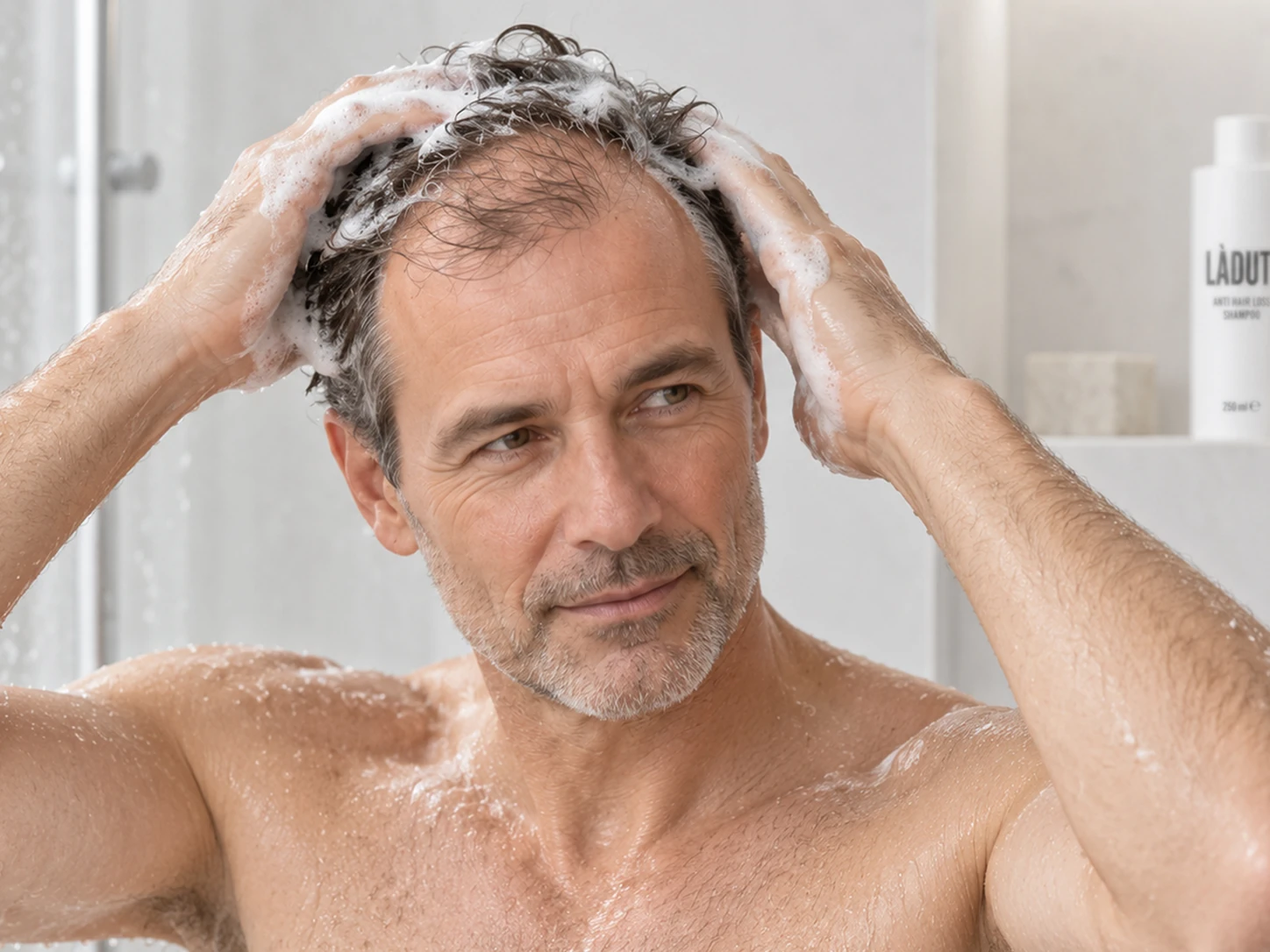 Shampoo in die Kopfhaut einmassieren