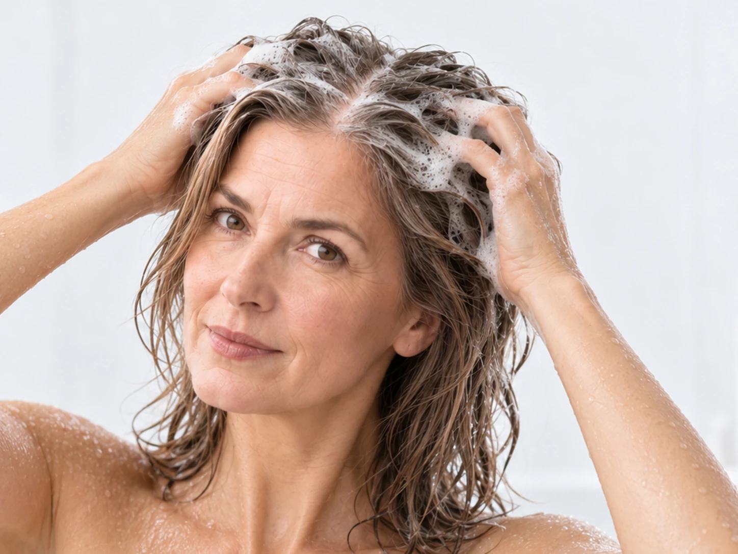 Shampoo in die Kopfhaut einmassieren
